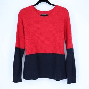 BANANA REPUBLIC Colorblock Pullover Sweater Red and Navy Round Neck Women's M